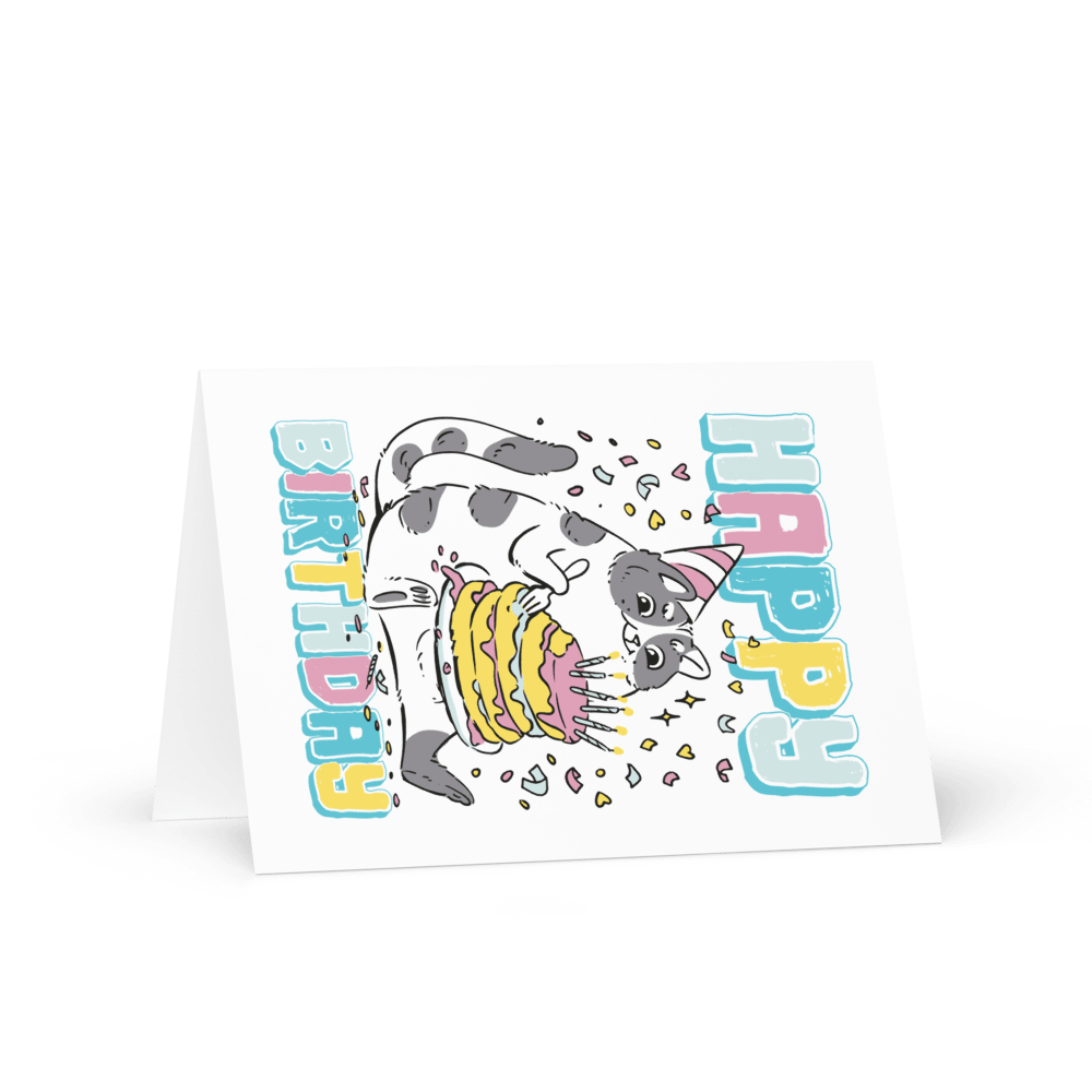 Happy Birthday (Cat With Cake) Birthday Card 5" x 7" product image (1)