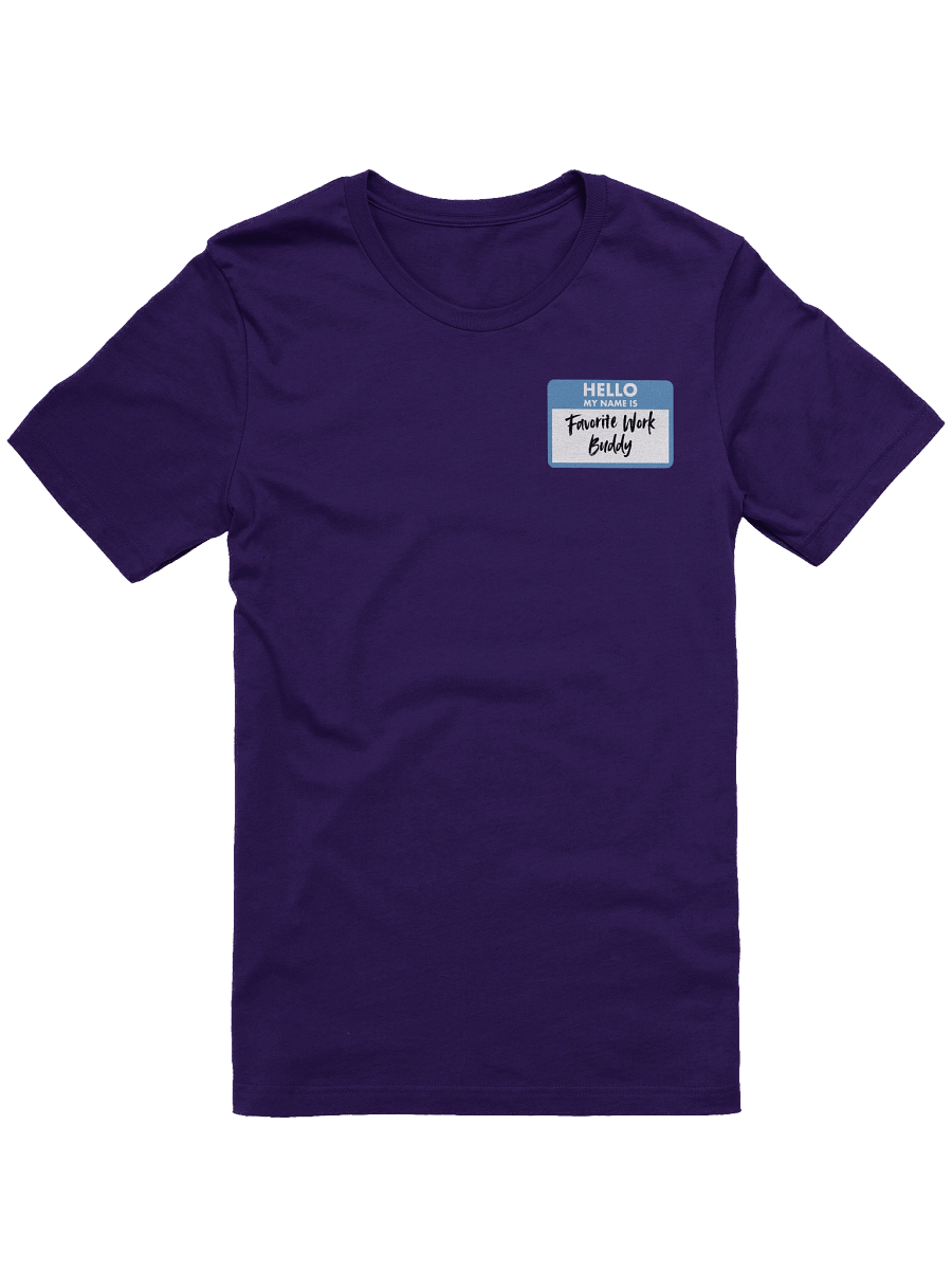 Favorite Work Buddy Name Tag T-Shirt (Blue) product image (6)