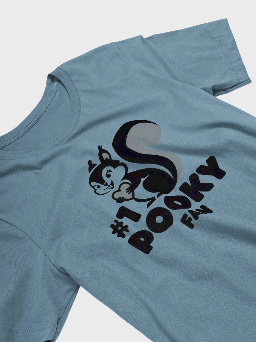Pooky's #1 Fan T-Shirt, old school stensil art (eg Banksky), image on back of shirt by collar as well product image (3)