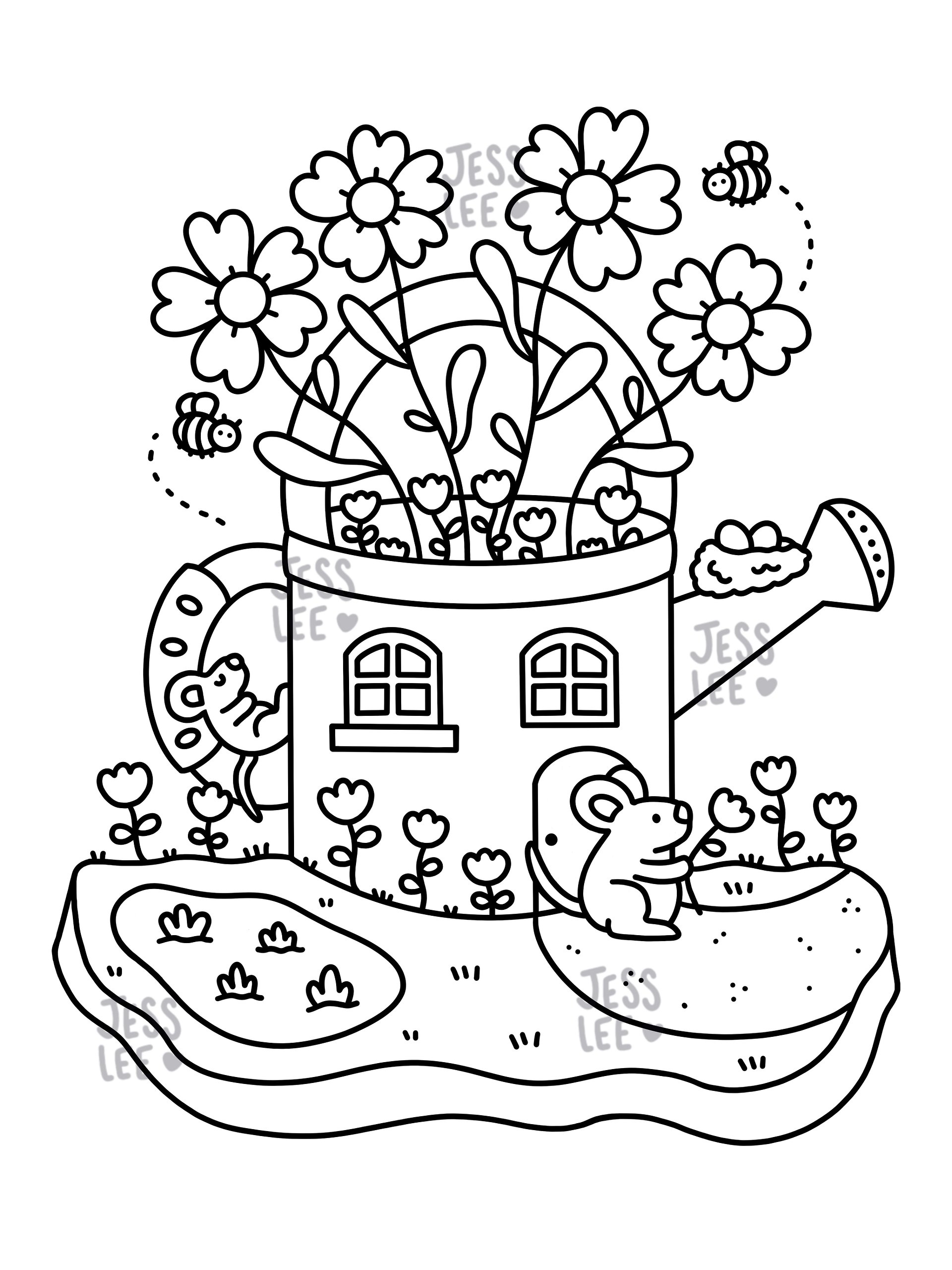 Homestead Mice Coloring Page - Digital Download product image (1)