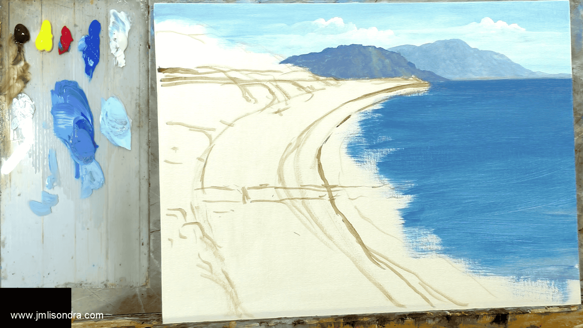 DOWNLOADABLE Acrylic Painting Tutorial - Aerial View of Beach product image (4)