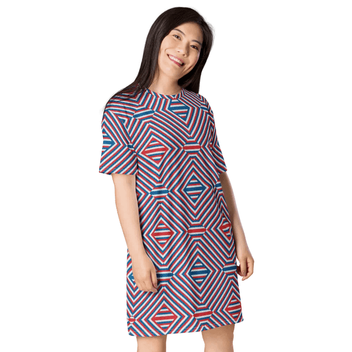 Women's | New England Tidal Treasures | T-Shirt Dress | Seashell Print, Oversized & Comfy | Geometric Mod product image (1)