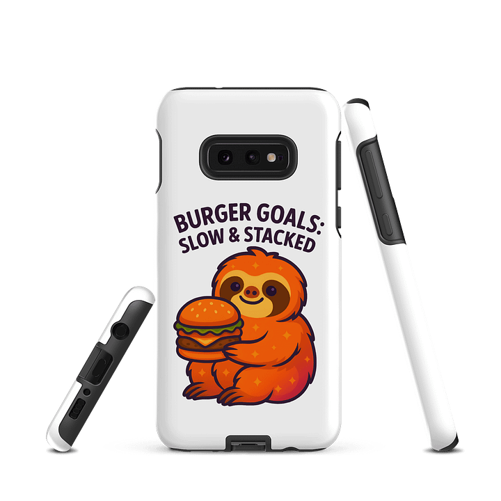 Burger Goals – Funny Sloth Samsung Case | Slow & Stacked Tough Phone Case – Sloths Having Snacks Collection product image (1)