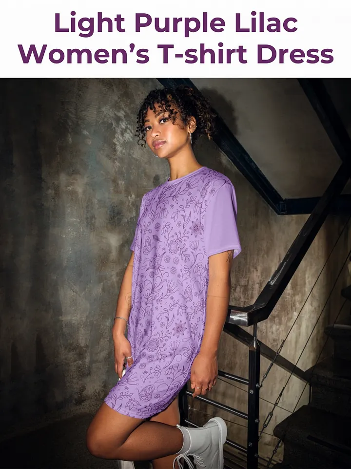 Light Purple Lilac Floral Women's T-Shirt Dress product image (1)