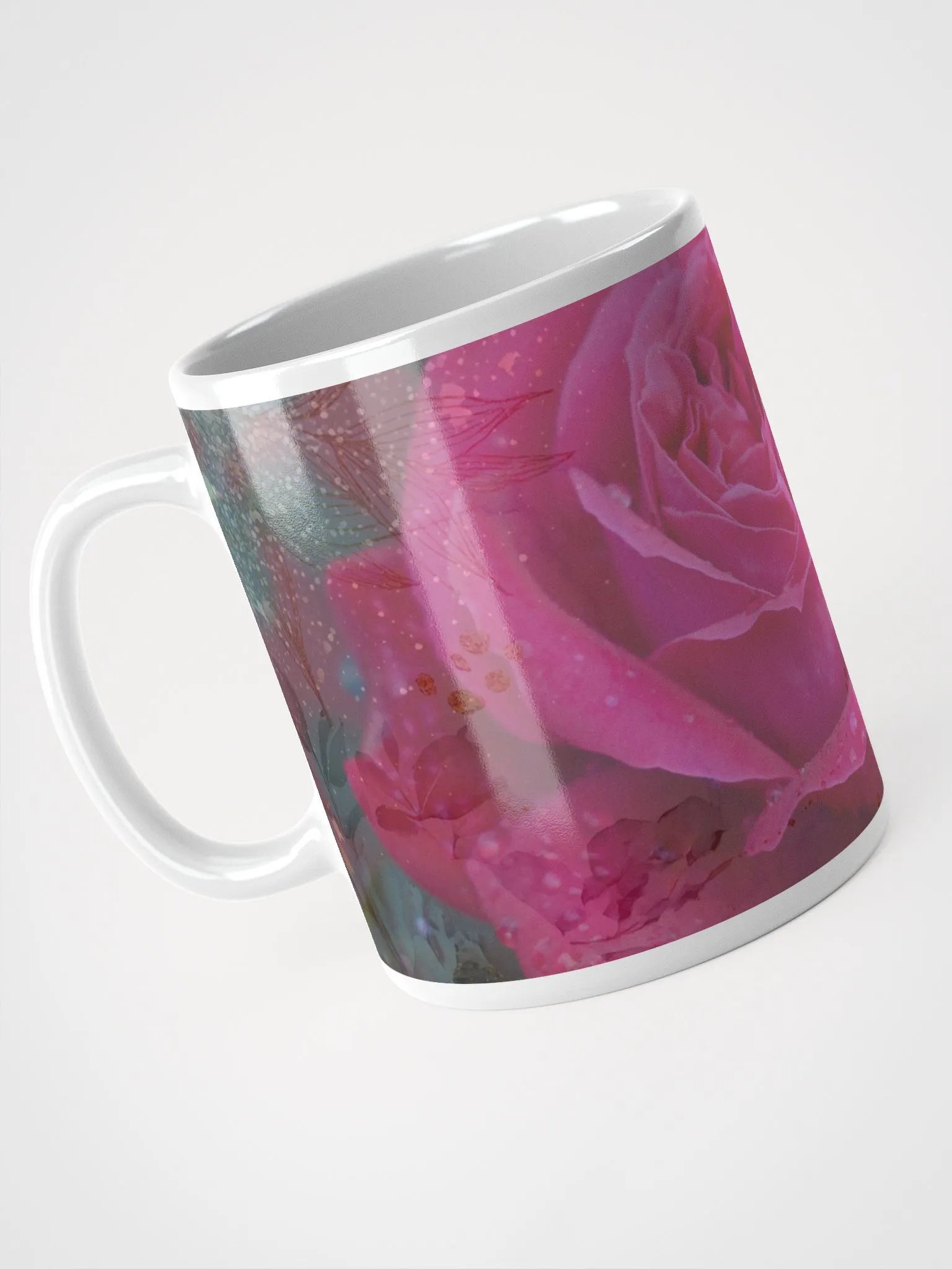 White Glossy Mug: Rose of Heart Raindrops (DA) product image (7)