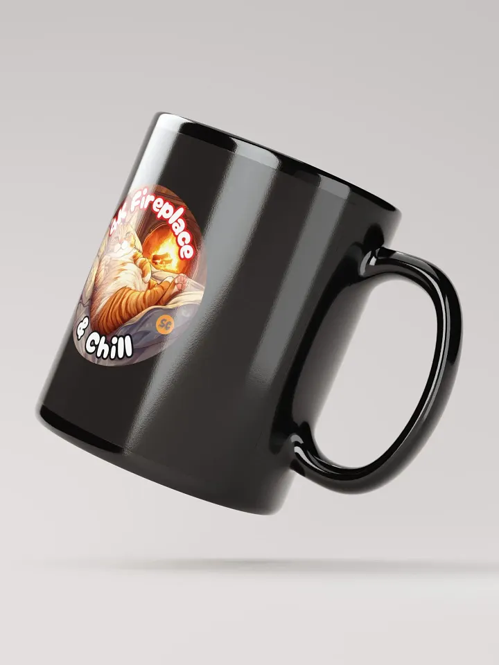 Cozy Cat - 4K Fireplace & Chill | Black Glossy Mug product image (3)