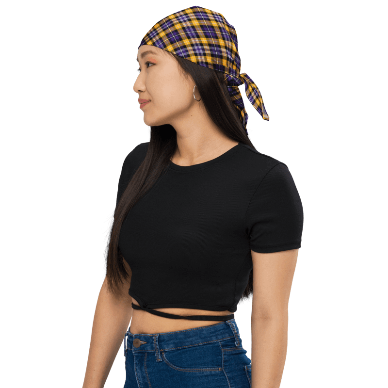 Purple and Yellow Gold Sporty Plaid Bandana product image (1)