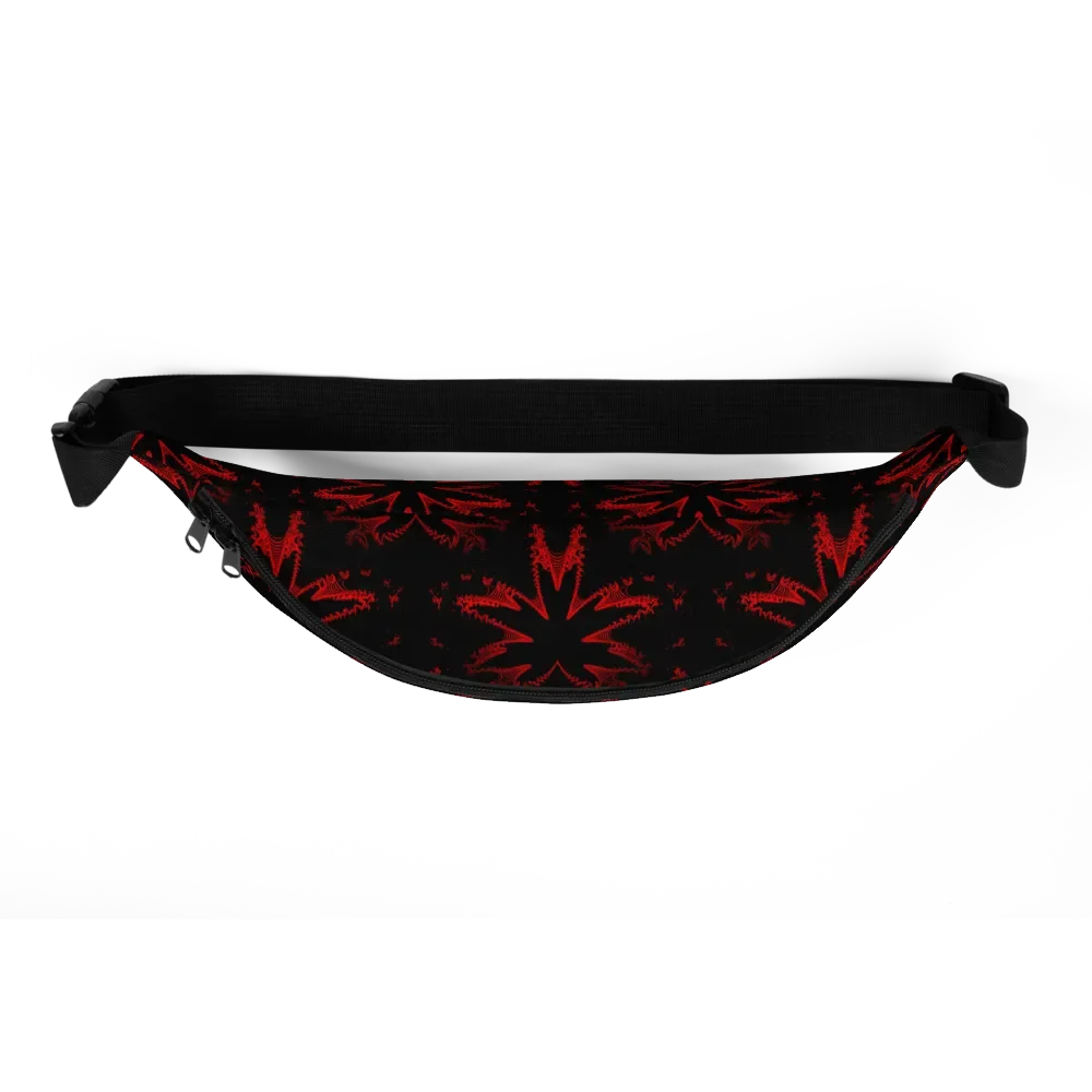 Pot Leaves Pattern Fanny Pack, Weed Leaf Red Black Bag, Twisted 420 Festival Fashion, Cannabis Stoner Accessory product image (5)