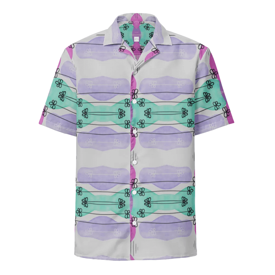Hawaiian Style Shirt, Symmetric Blooms, Button Up product image (1)