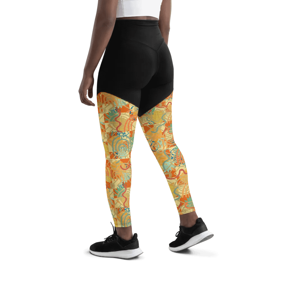 Yadit Abstract Collection in Yellow-Orange - All-Over Print Sports Leggings product image (5)