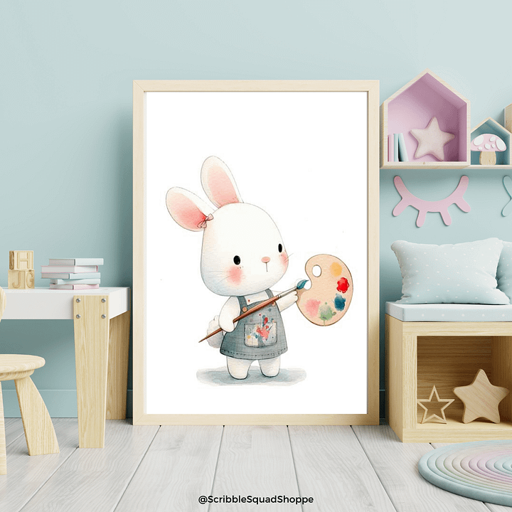 Creative Bunny: Whimsical Digital Art of a Bunny Painting product image (2)