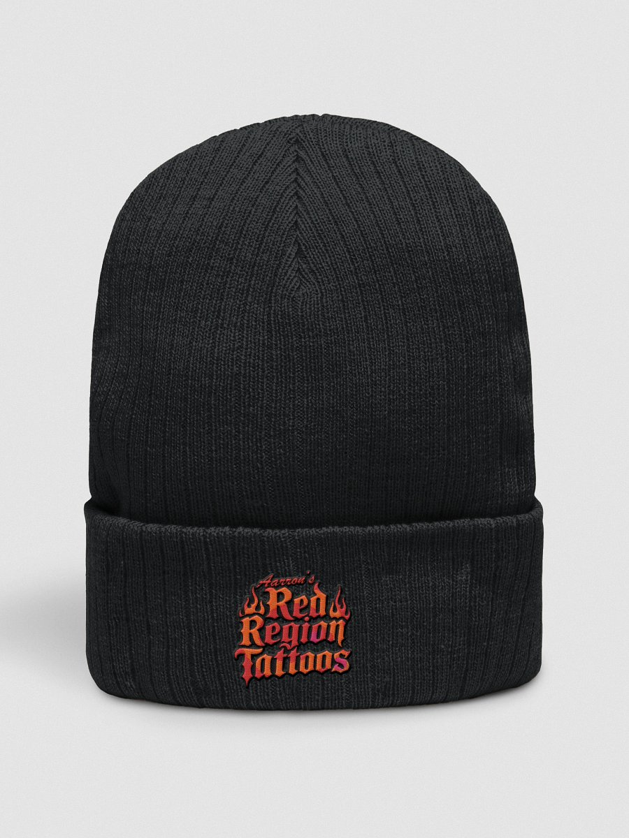 Aarron's Red Region Tattoos embroidered rib knit beanie product image (2)