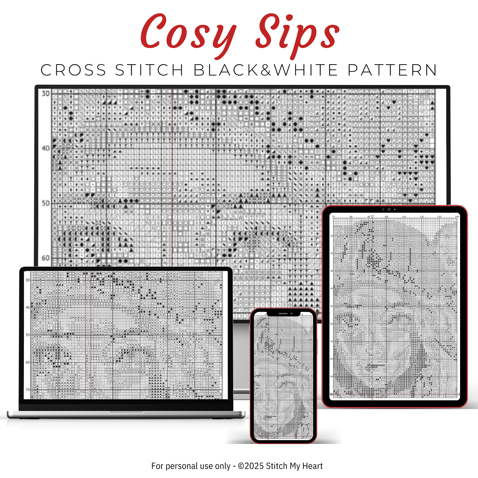 Cosy Sips Cross Stitch Pattern product image (4)