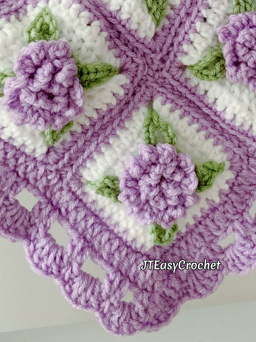Lavender Flower Granny Square Baby Blanket Crochet Pattern, PDF Instant Download product image (10)