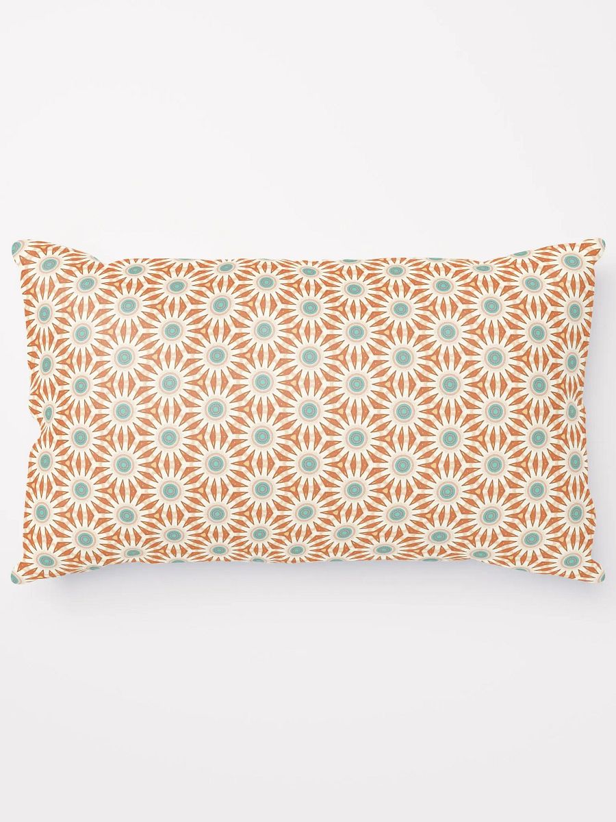 Orange Turquoise & Cream Floral Pillow product image (5)