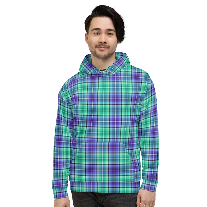 Bright Green and Purple Plaid Hoodie product image (2)