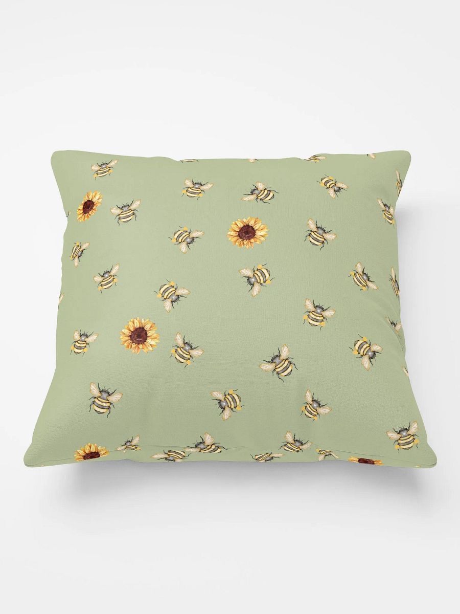 COTTAGE SUMMER SUNFLOWER HONEYBEE GREEN - Basic Pillow product image (2)