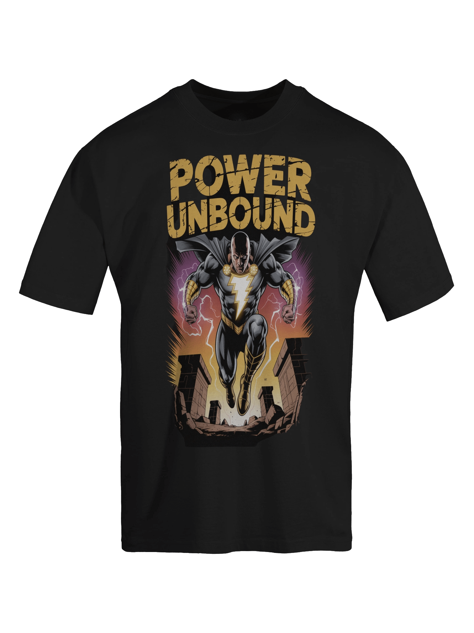 Power Unbound: Black Adam Inspired Oversized Faded T-Shirt product image (1)