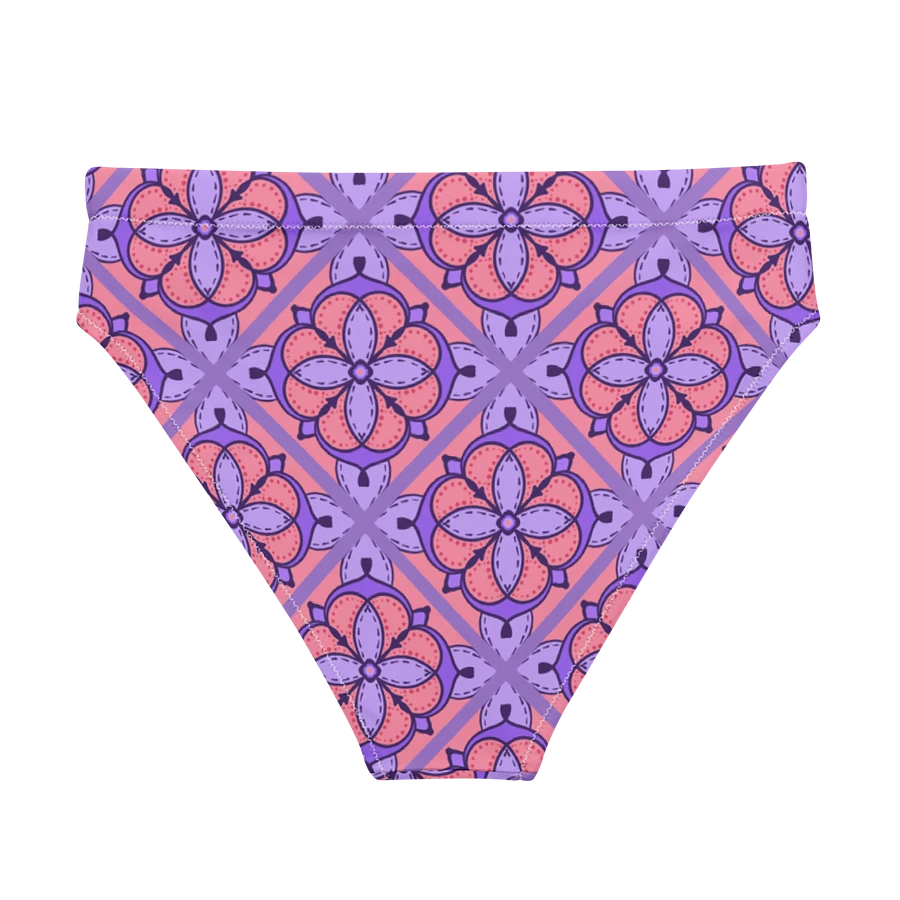 Peach and Lilac Symmetry Pattern High Waisted Bikini Bottom product image (2)