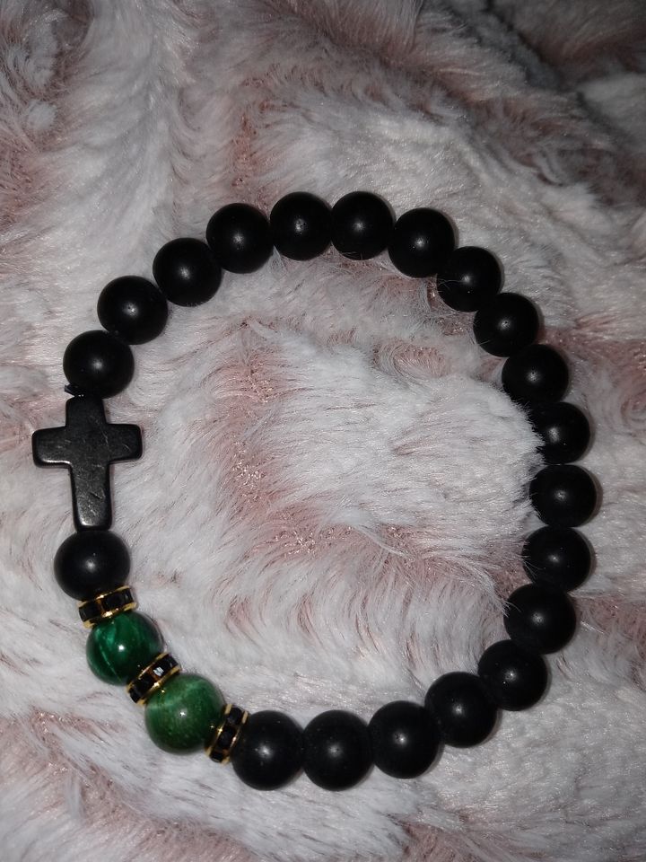 Boss momma black onyx&green marble healing stone bracelet product image (1)