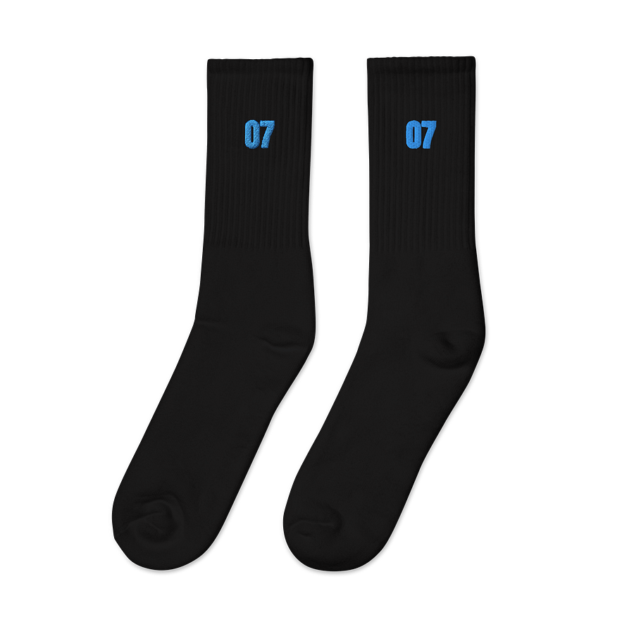 Bold Blue Number 07 Embroidered Socks product image (4)
