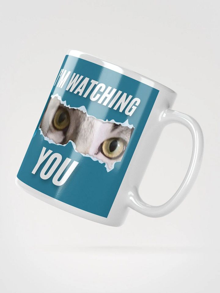 I'm Watching You Cute Tabby Kitten White & Blue Wraparound Mug product image (2)