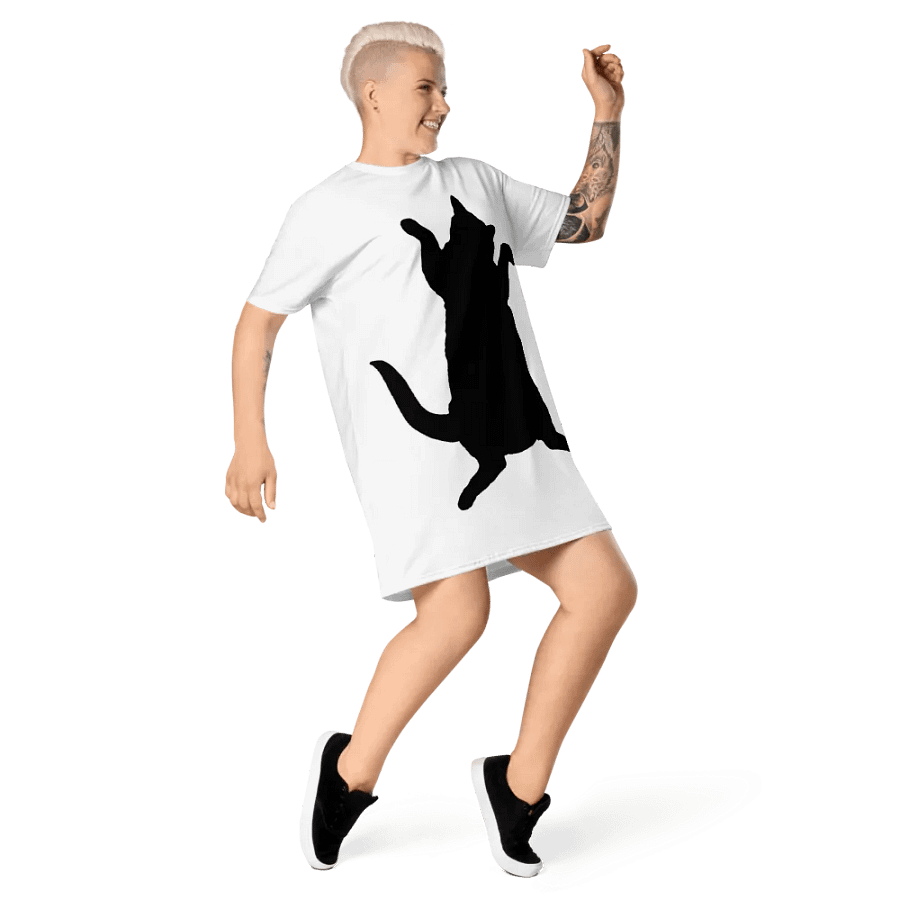Dancing Demeowcracy Feline Black and White T-Shirt Dress product image (12)