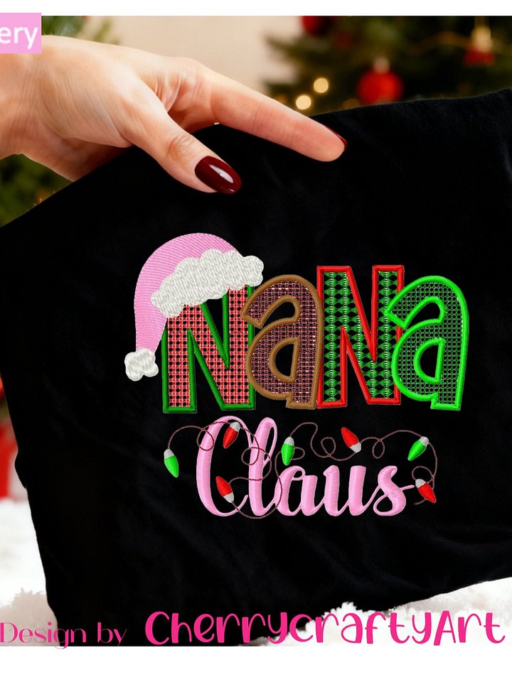 Nana Claus Embroidery Design for Family Decor – Instant Digital Download product image (2)