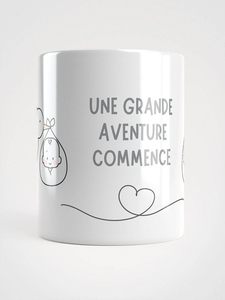 Mug Blanc - Une Grande Aventure Commence - Cigogne Annonce Naissance - Cadeau Original product image (1)