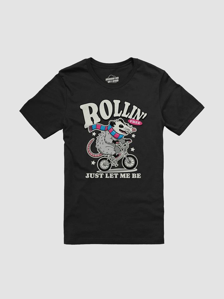 Funny Opossum Bike T-Shirt – Rollin’ Free Just Let Me Be – Cycling Possum Graphic Tee product image (11)