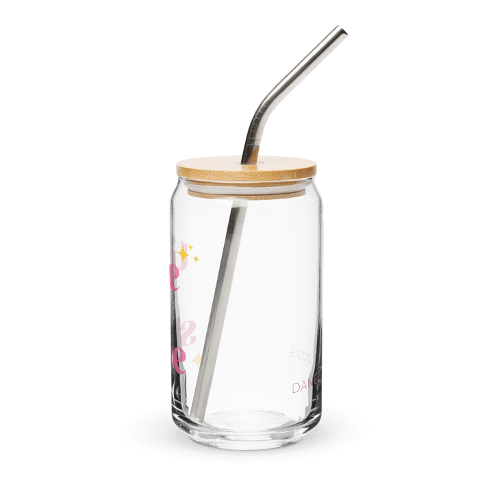Recital 2025 Can Shaped Glass with Lid | Time to Shine | Pink Text product image (2)