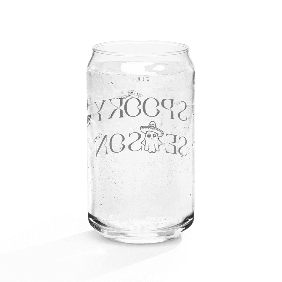Spooky Season Sombrero Ghost Monochrome 16oz Can-Shaped Drinking Glass product image (10)