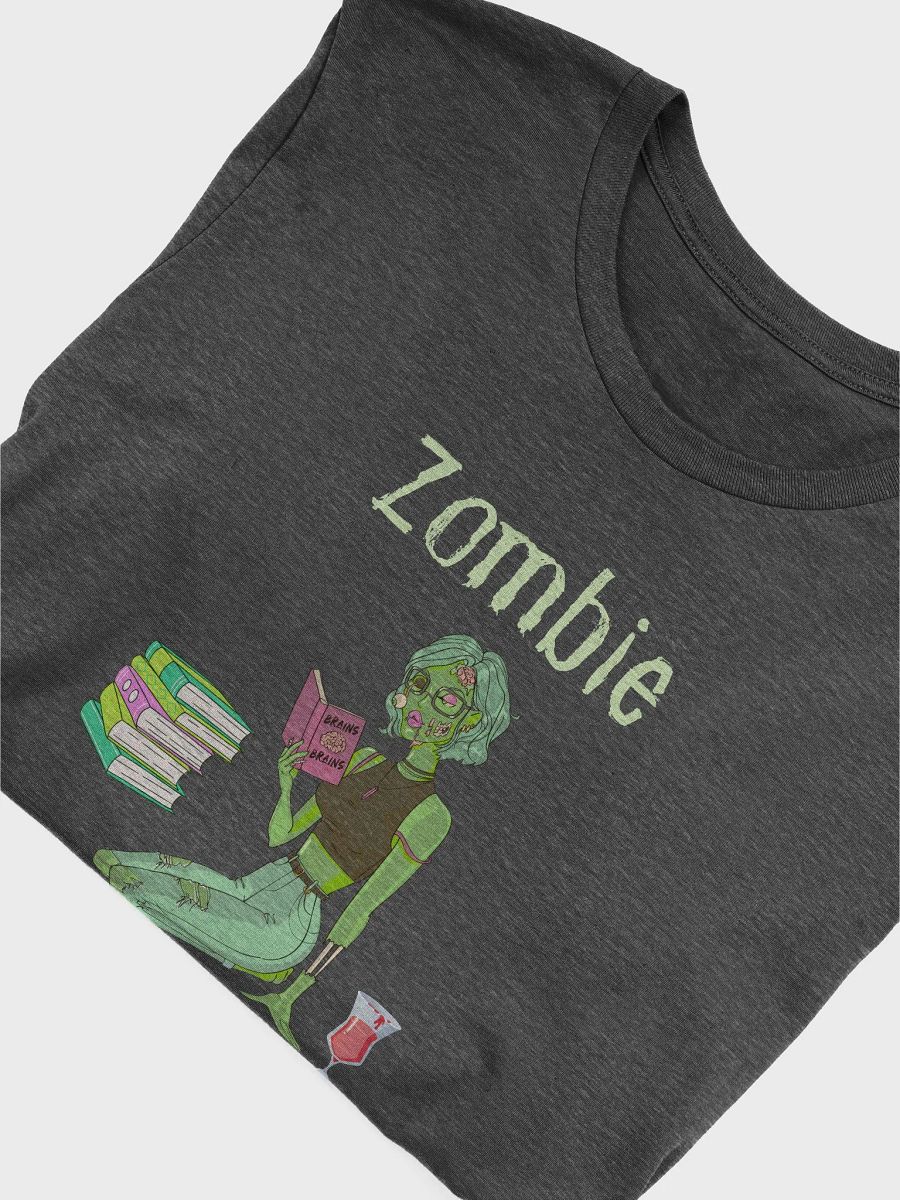 Zombie Book Lover Dark Grey T-shirt product image (5)