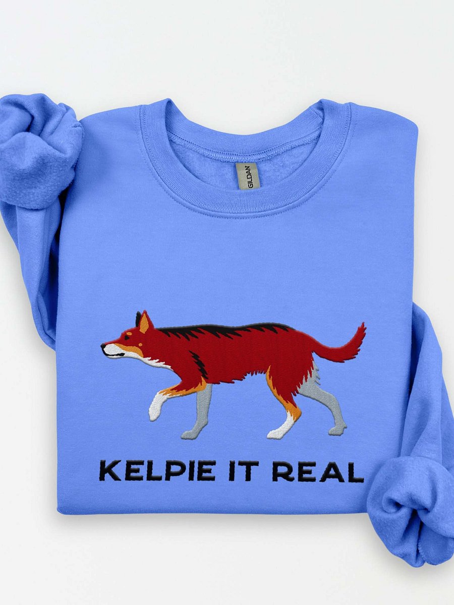 Kelpie It Real Sweatshirt (Embroidered) of an Australian Kelpie(Brown Tricolor) product image (1)