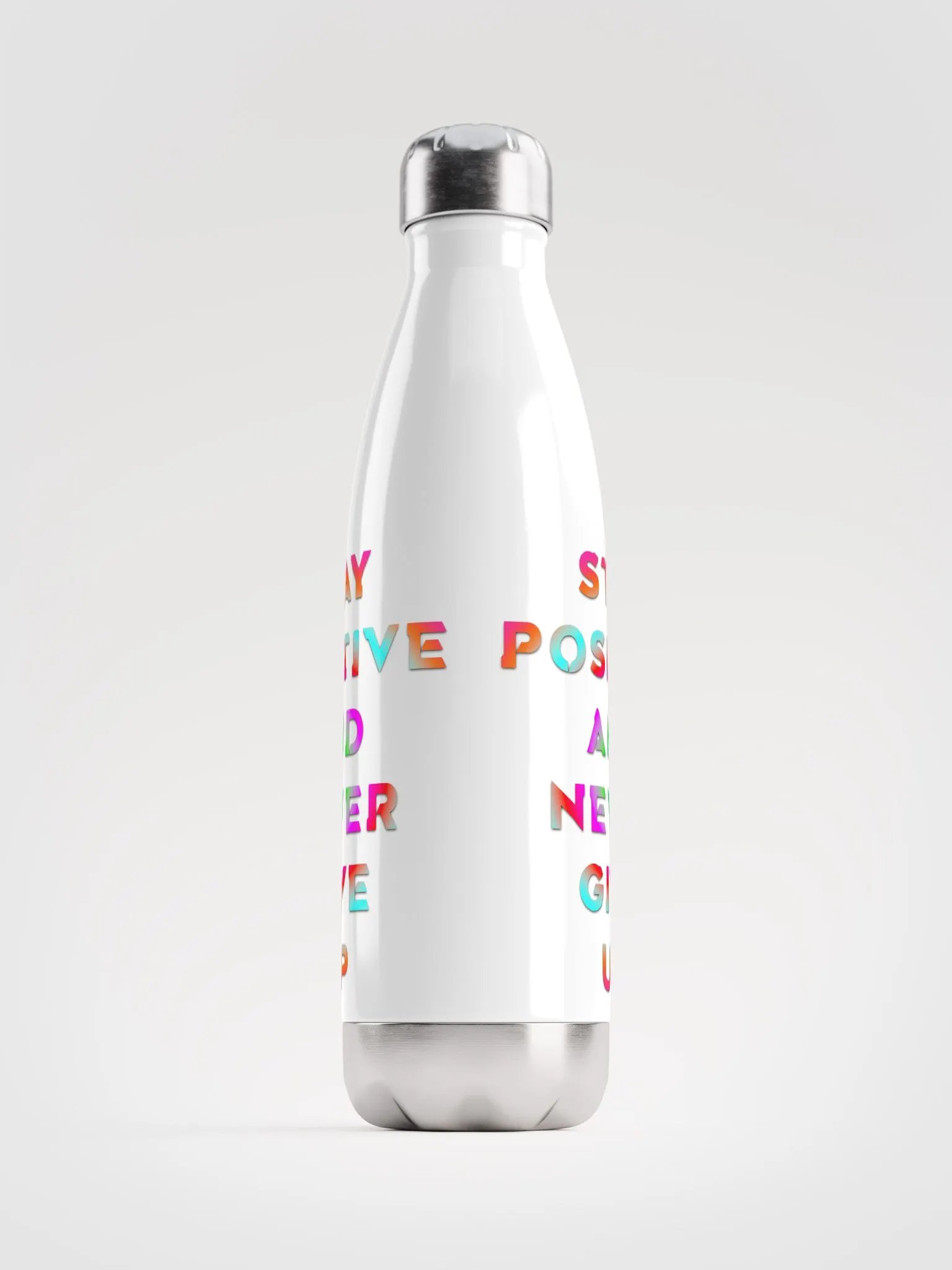 Blade Army stay positive and never give up Color`s White Water bottle product image (1)