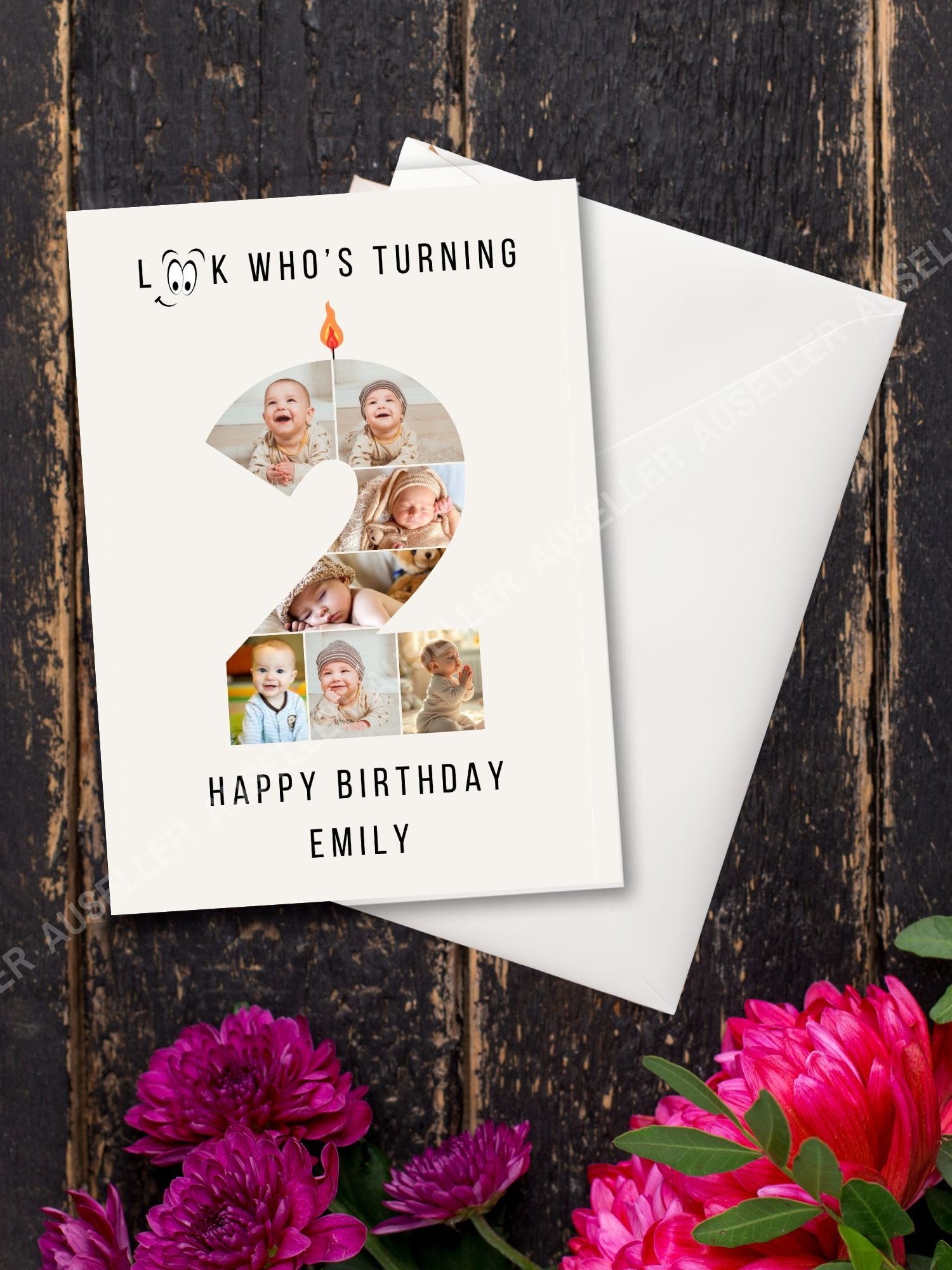 2nd Birthday Number Photo Card Canva Template product image (2)