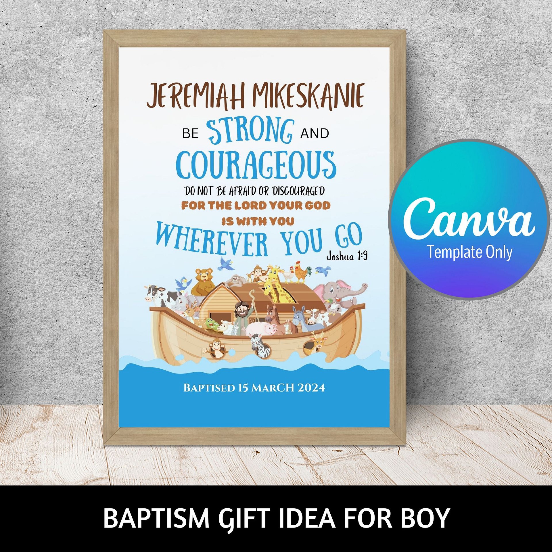Noah's Ark Baptism Canva Template product image (1)