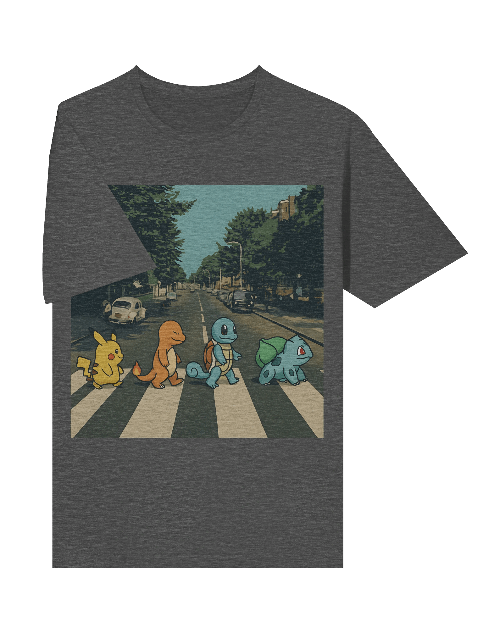 🚦 Abbey Road Pokémon Parody T-Shirt – Pikachu, Charmander, Squirtle & Bulbasaur Cross the Street product image (47)
