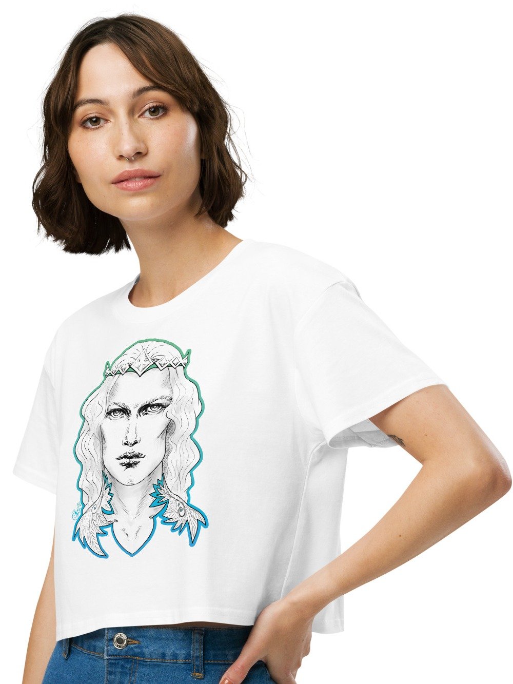 Prince Charming Sea Blue Line Women's Premium Crop Top product image (3)