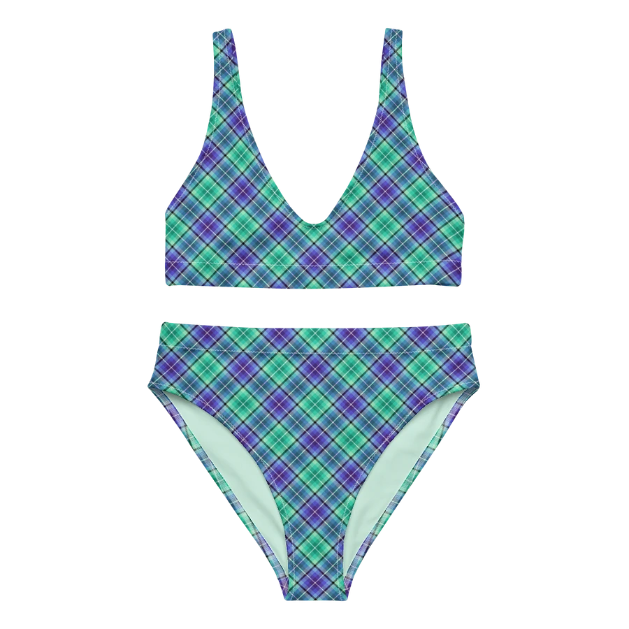 Bright Green and Purple Plaid Bikini product image (2)