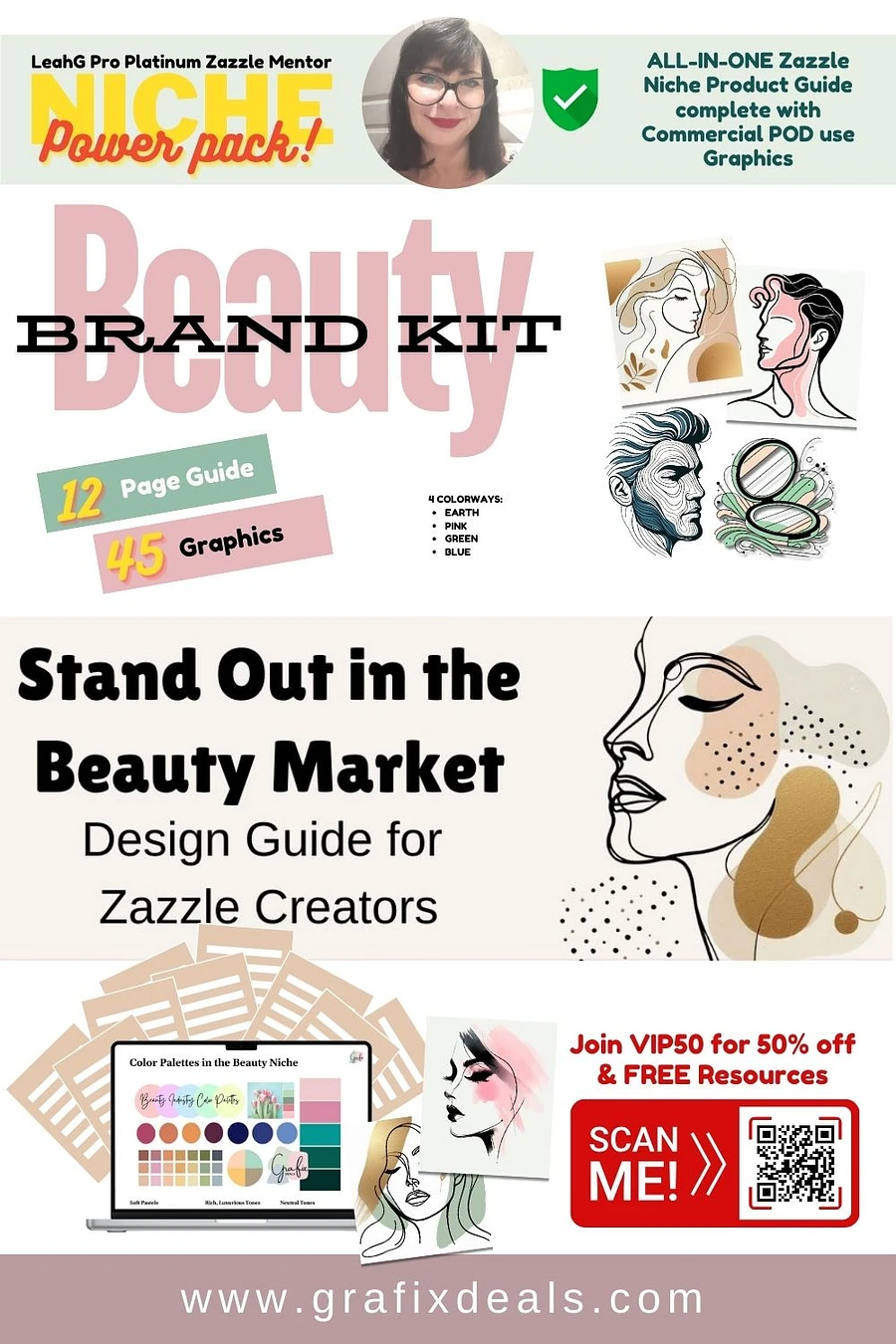 Beauty Branding Assets Print on Demand Trends Niche Guide | How to Design Best-Selling Beauty Products for Zazzle | Zazzle Trends Guide and 45 x Commercial Clipart product image (1)