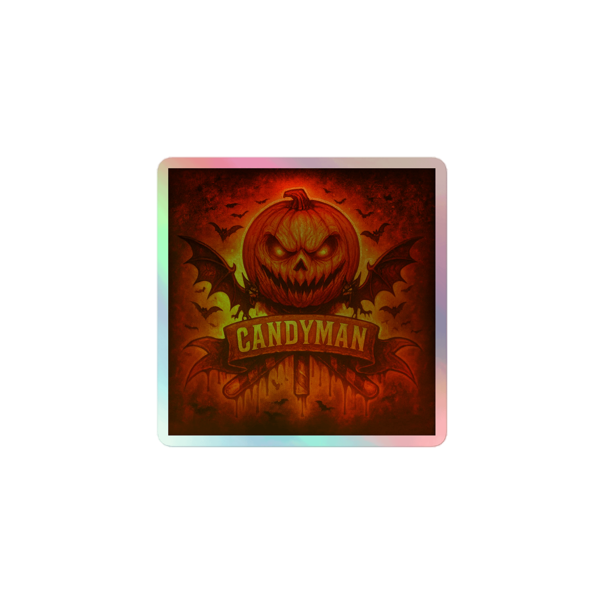 Glowing Pumpkin & Bats Holographic Sticker Sheet product image (1)