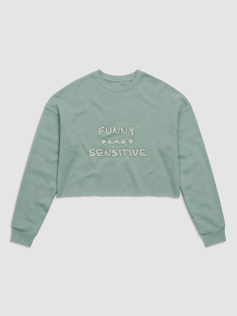 FUNNY *and* SENSITIVE (lined design, #96B697) women’s fleece crop sweatshirt product image (10)