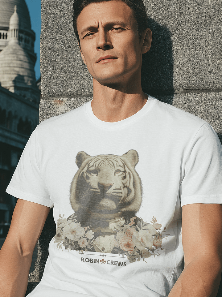 White Tiger Floral T Shirt Vintage Animal product image (2)