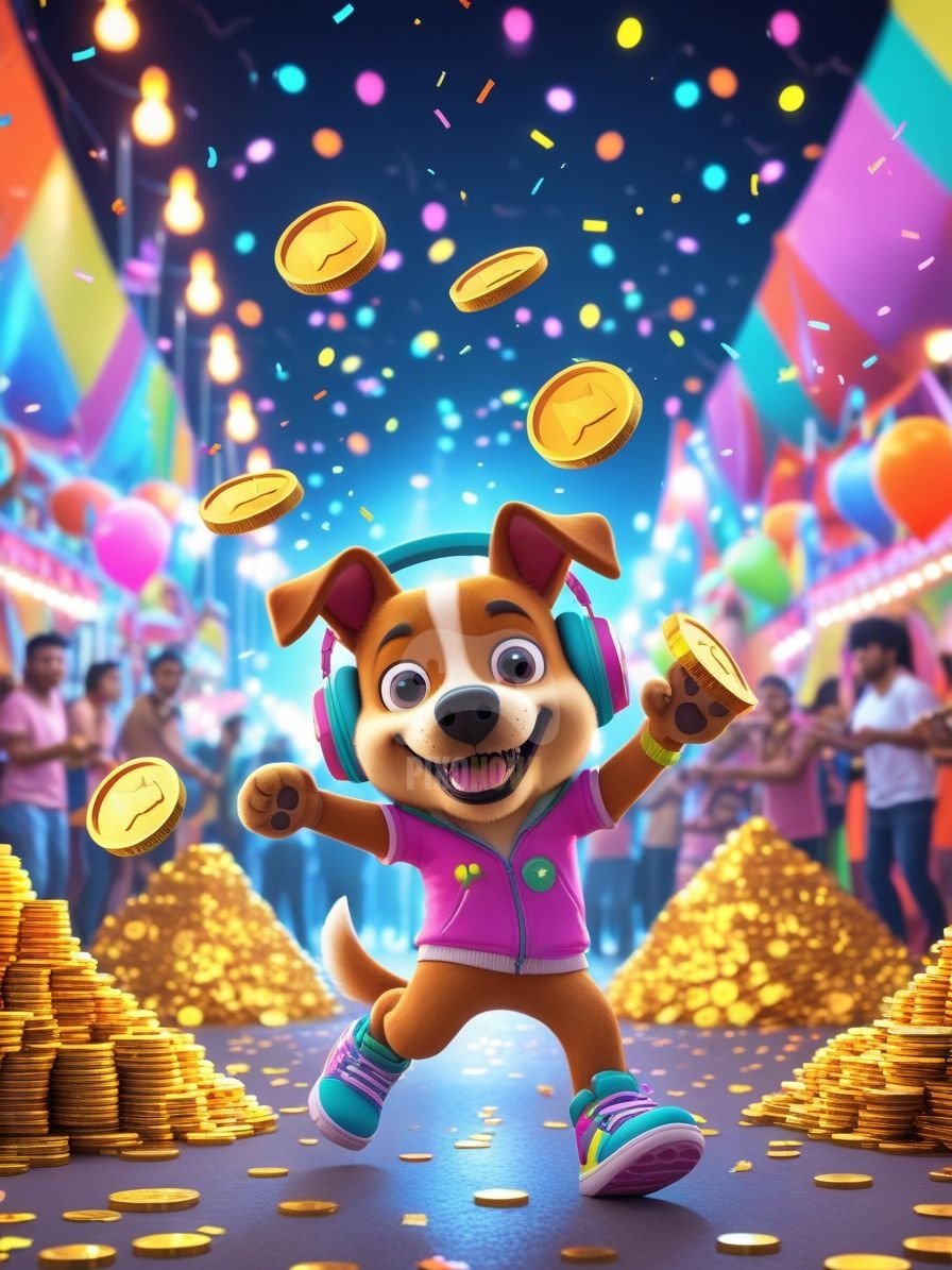 Pixel Party Parade – Track 3: Coin Carnival (Dog Mascot Edition) | 896x1344 px | 4 Variations | PNG + PDF product image (2)