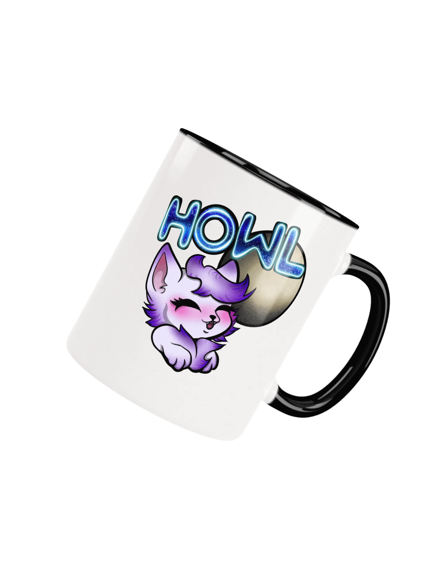 Neon Howling Wolfy Ceramic Mug product image (51)