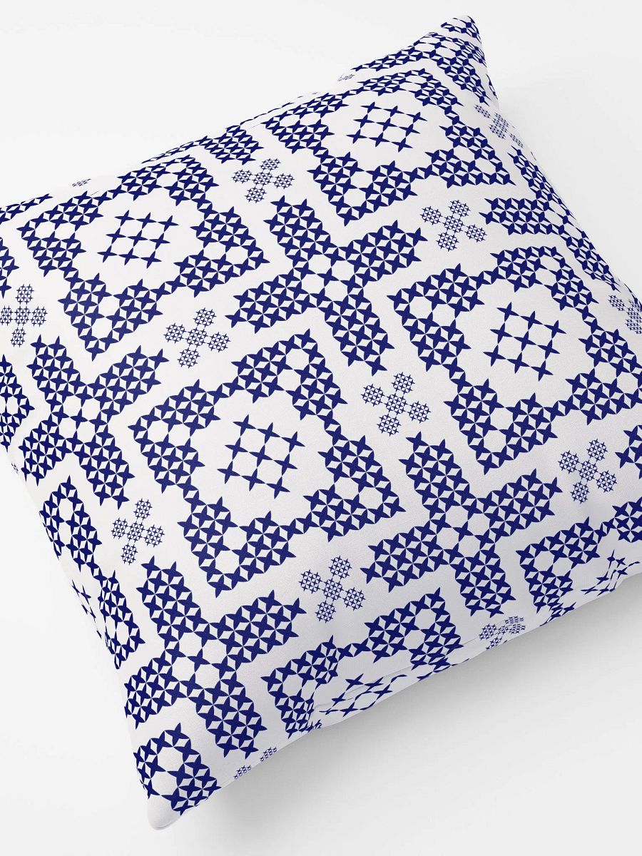 Blue & White Cross Stitch Traditional Motif Pillow product image (4)