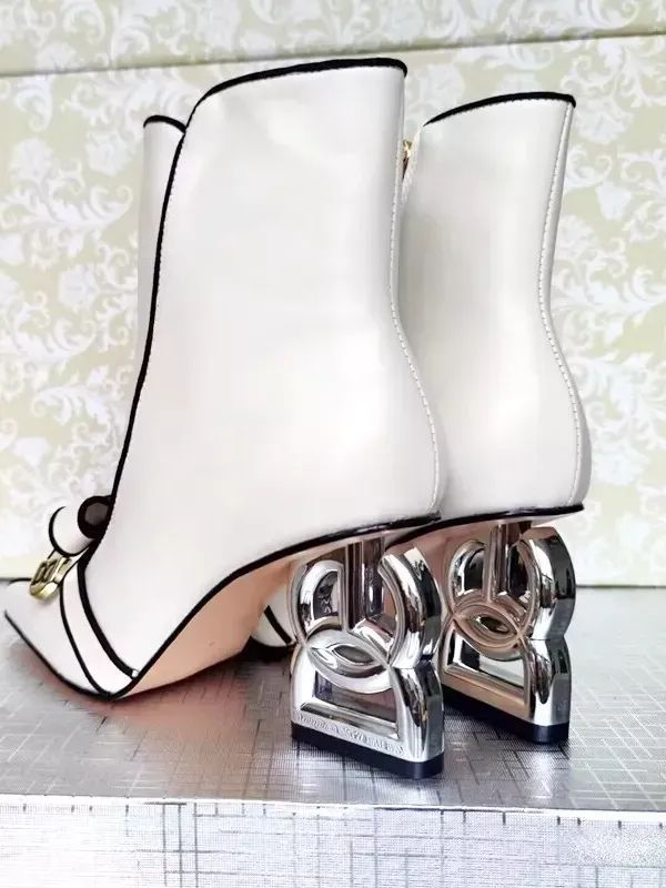 Autumn Winter High Heels Pumps Sweet Bow Real Leather Ankle Boots Chunky Heel product image (2)