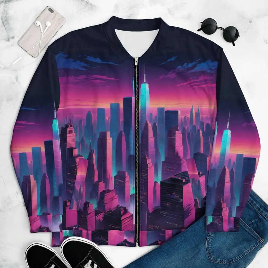 Vaporwave New York City Bomber Jacket product image (11)
