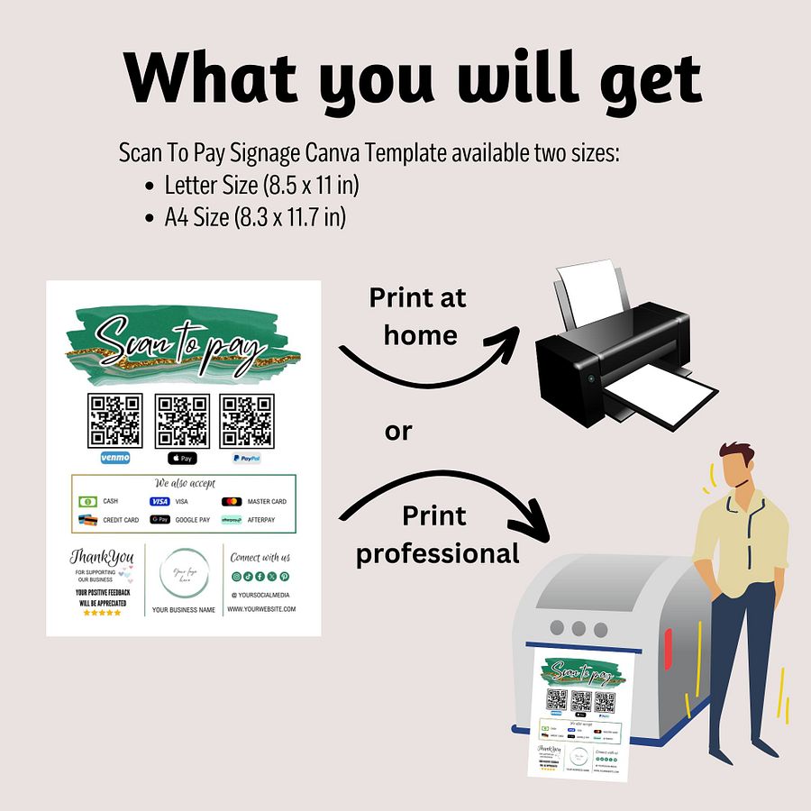Esmeralda - Scan To Pay QR Code Sign Template product image (3)